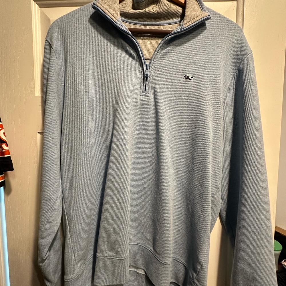 Vineyard Vines Men's Zip-Up Sweater in Light Blue